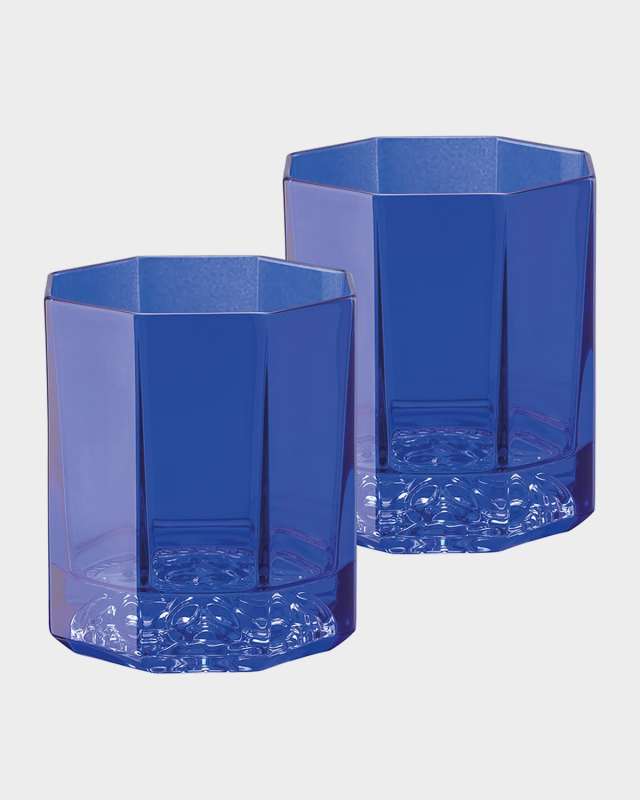 Medusa Lumiere Blue Whiskey Double Old Fashioned Glasses, Set of 2